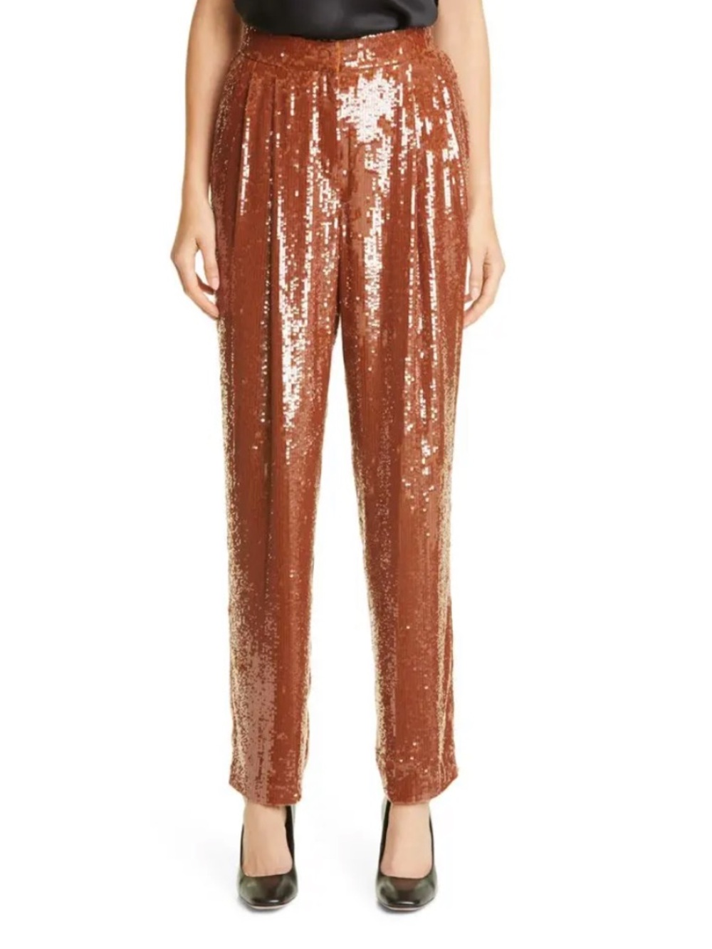 Lafayette 148 Copper / Rust Sequin Pants‎ Statement Piece Party